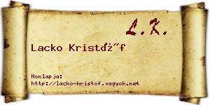 Lacko Kristóf névjegykártya