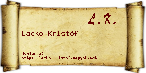 Lacko Kristóf névjegykártya